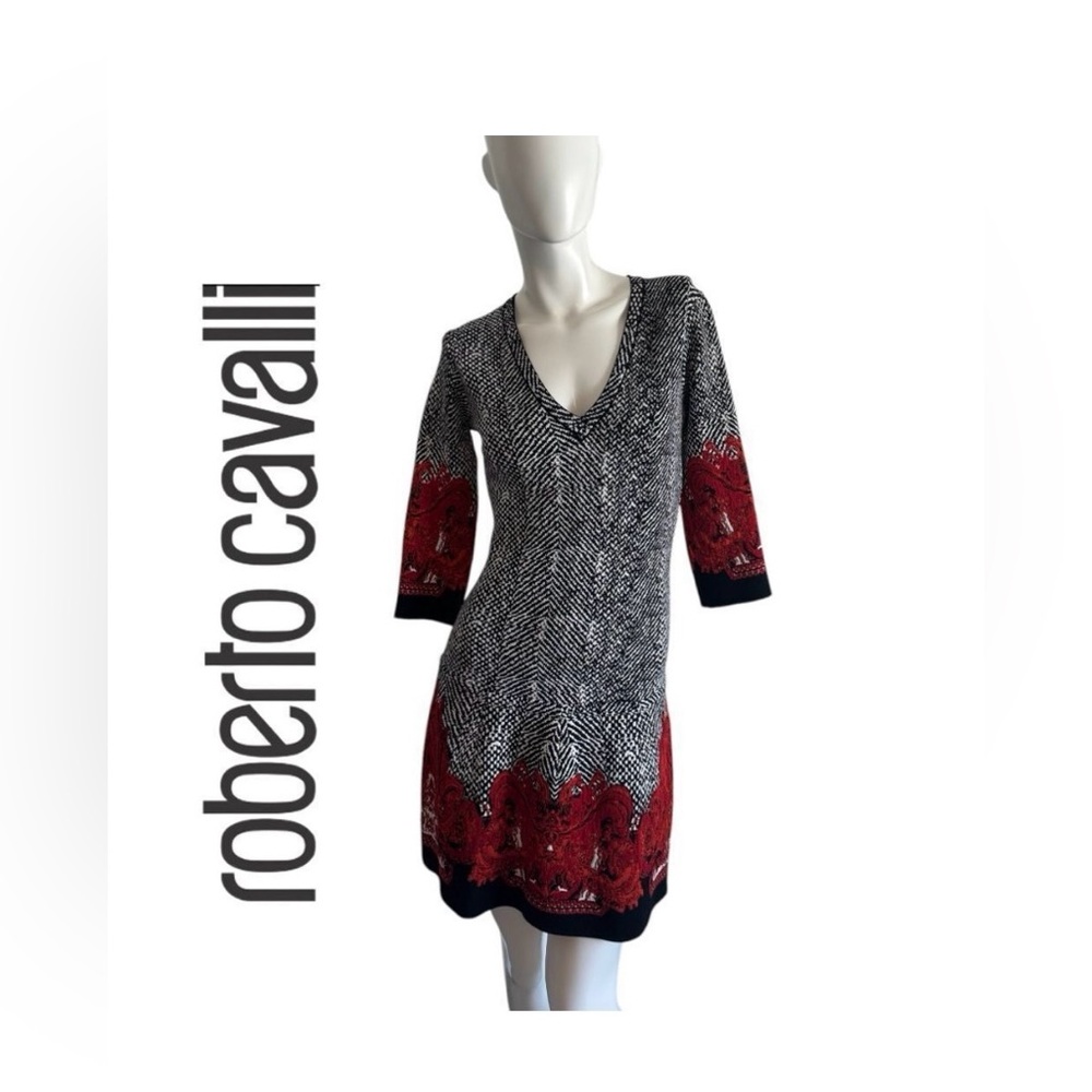 Roberto Cavalli  V-Neck Midi Dress